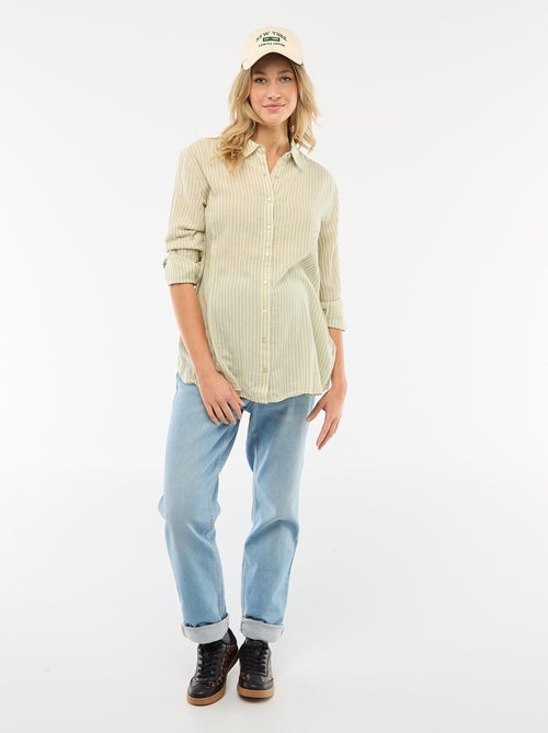 Chemise grossesse en coton rayée - Kiabi