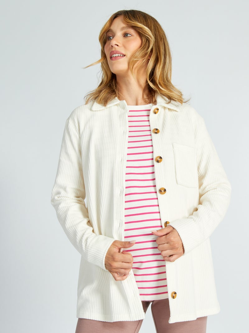 Chemise grossesse en velours côtelé Blanc - Kiabi