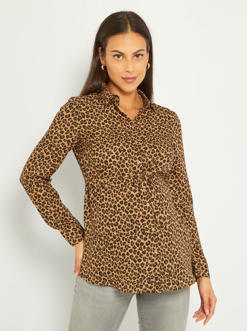 Chemise grossesse imprimé Marron léopard - Kiabi