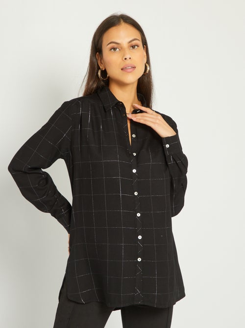 Chemise grossesse longue à carreaux - Kiabi
