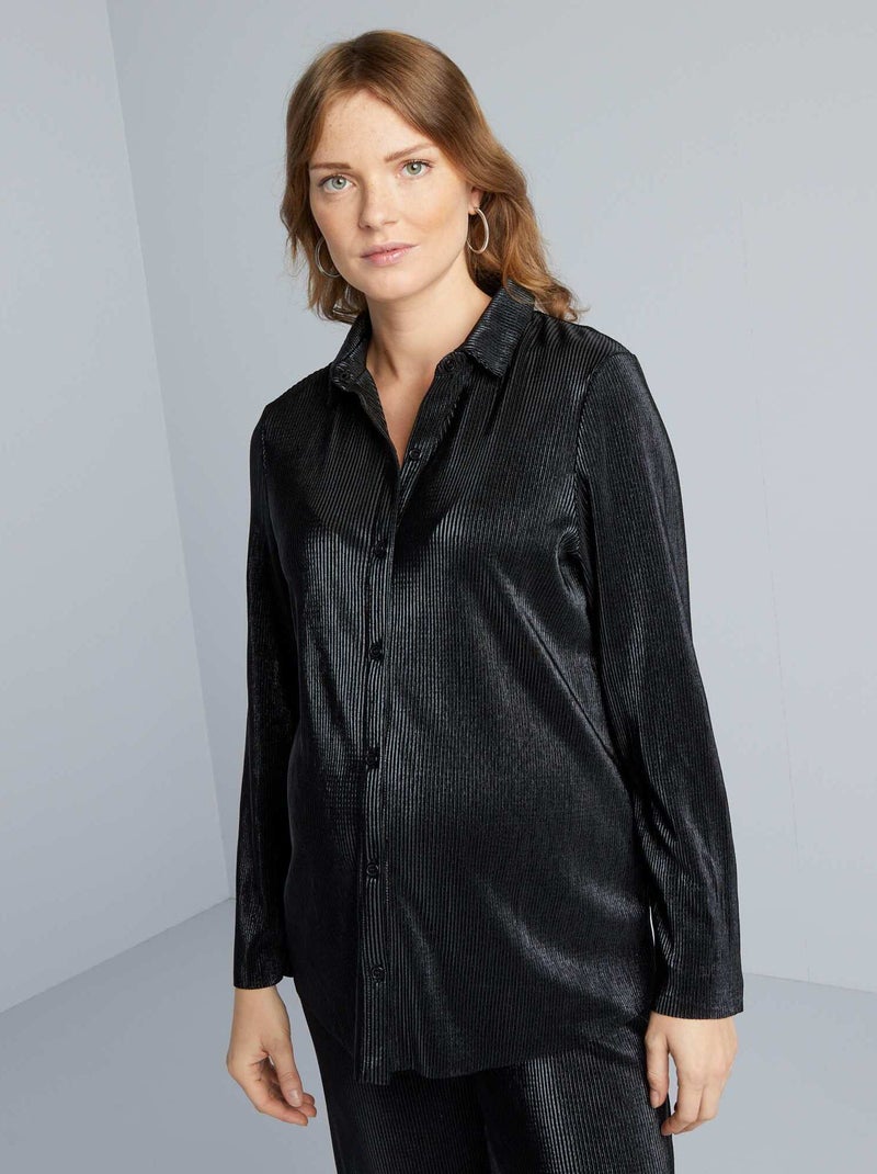 Chemise grossesse maille plissée noir - Kiabi