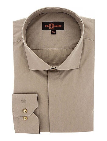 Chemise homme grande taille habillée gorge cachée coupe droite CACHET Doublissimo Beige , 47,48 3XL