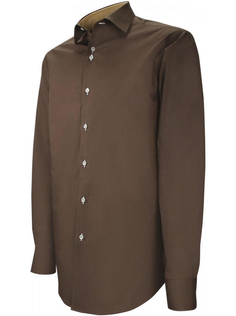 Chemise homme 100% coton coupe droite CLASMA Emporio balzani Marron - Kiabi