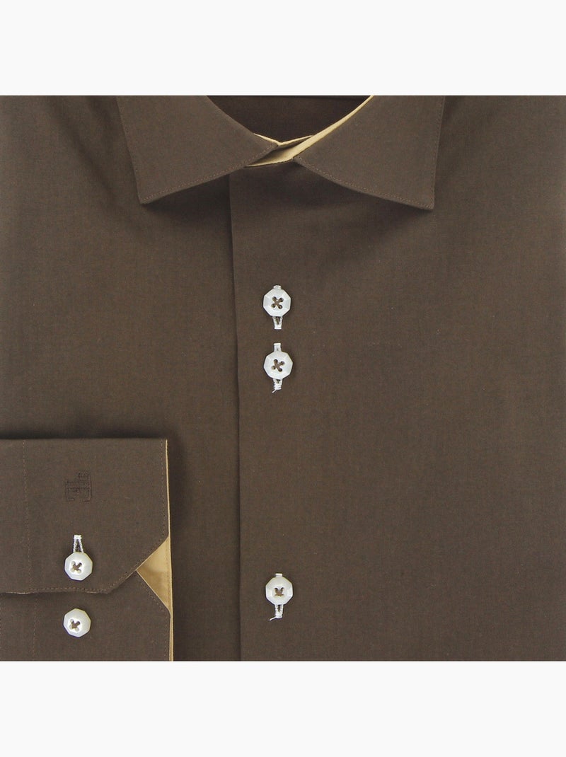 Chemise homme 100% coton coupe droite CLASMA Emporio balzani Marron - Kiabi