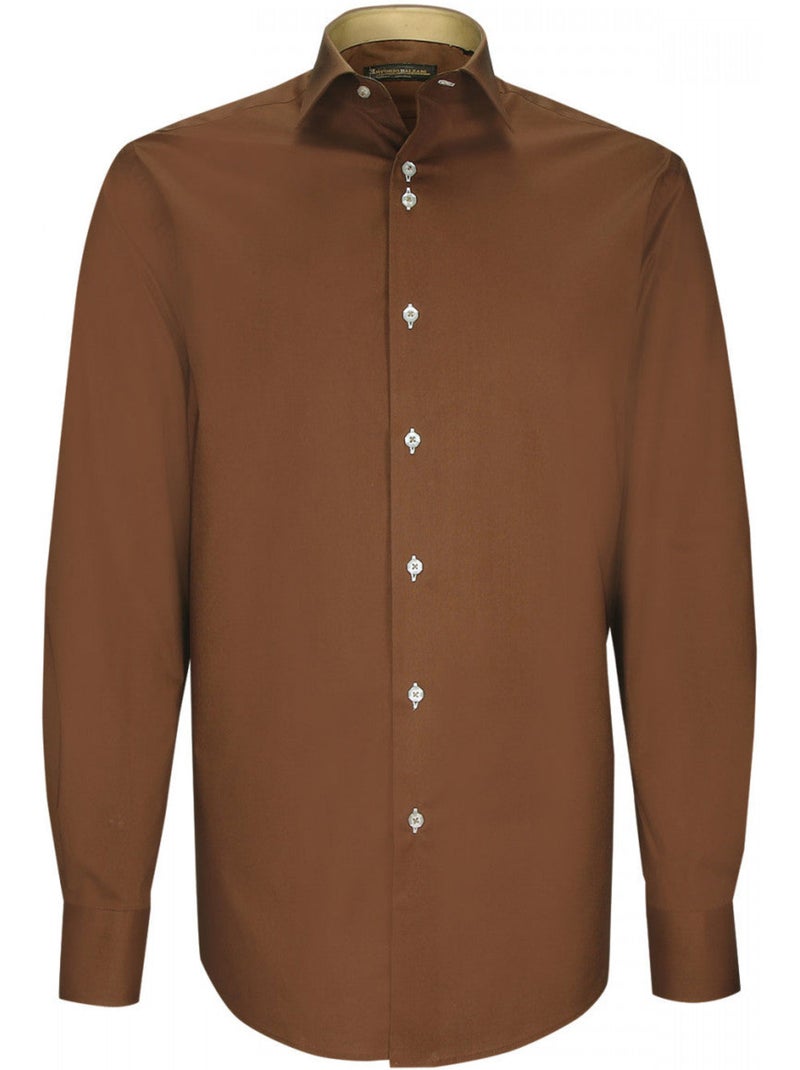Chemise homme 100% coton coupe droite CLASMA Emporio balzani Marron - Kiabi