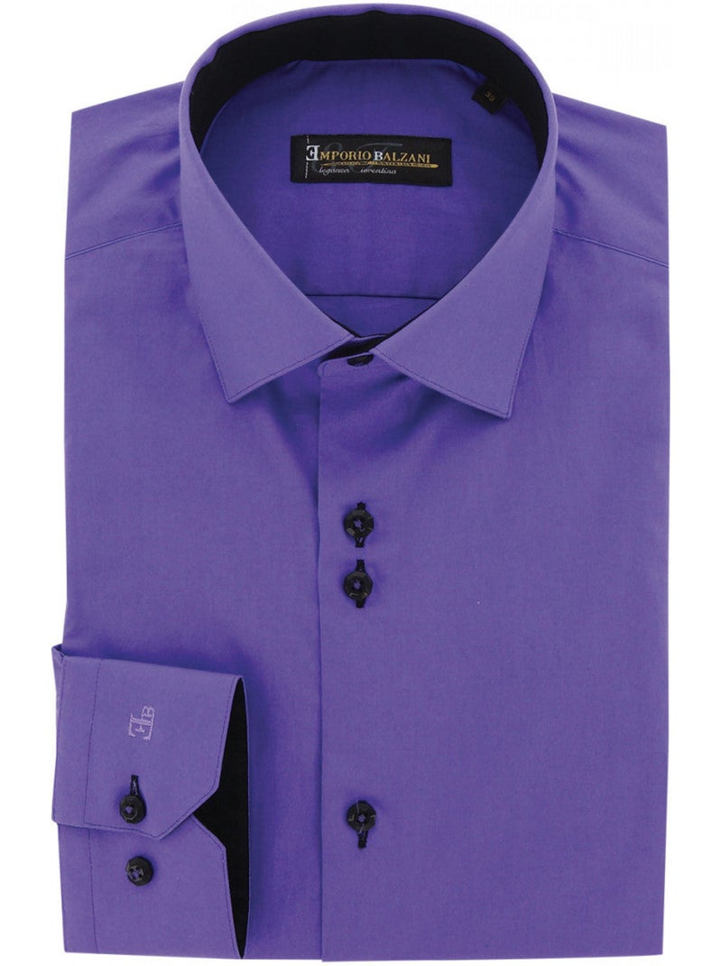 Chemise homme 100% coton coupe droite CLASSOPO Emporio balzani Violet - Kiabi