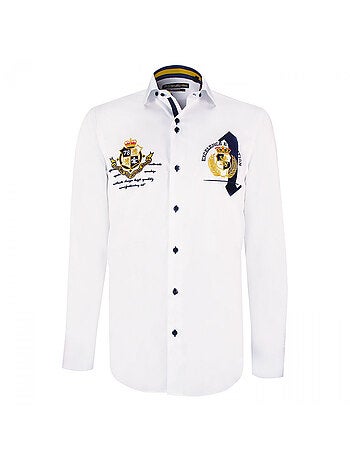 Chemise homme à broderies coupe cintrée UNO Emporio balzani Blanc , 40