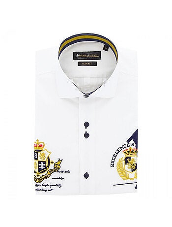 Chemise homme à broderies coupe cintrée UNO Emporio balzani Blanc , 40