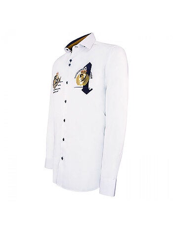 Chemise homme à broderies coupe cintrée UNO Emporio balzani Blanc , 41