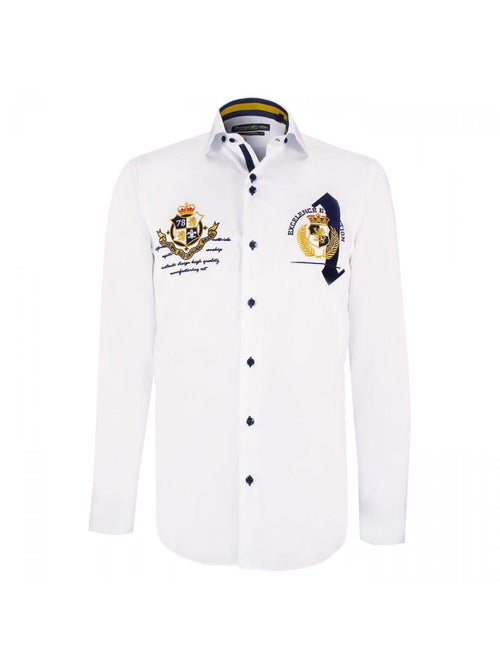 Chemise homme à broderies coupe cintrée UNO Emporio balzani Blanc , 41 - Kiabi