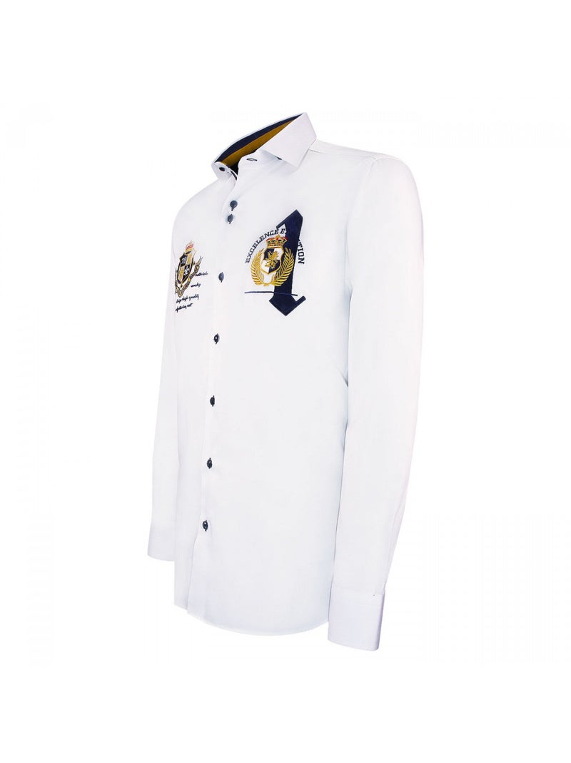 Chemise homme à broderies coupe cintrée UNO Emporio balzani Blanc , 41 Blanc - Kiabi