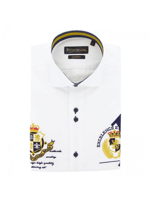 Chemise homme à broderies coupe cintrée UNO Emporio balzani Blanc , 41 - Kiabi