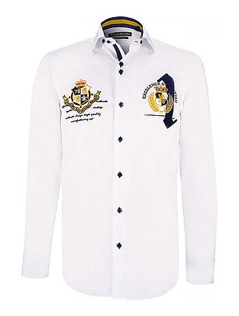 Chemise homme à broderies coupe cintrée UNO Emporio balzani Blanc , 41