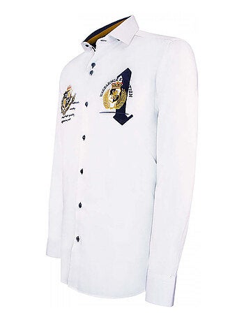 Chemise homme à broderies coupe cintrée UNO Emporio balzani Blanc , 41