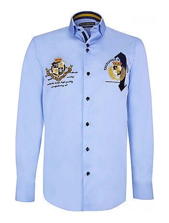 Chemise homme à broderies coupe cintrée UNO Emporio balzani Blanc , 41