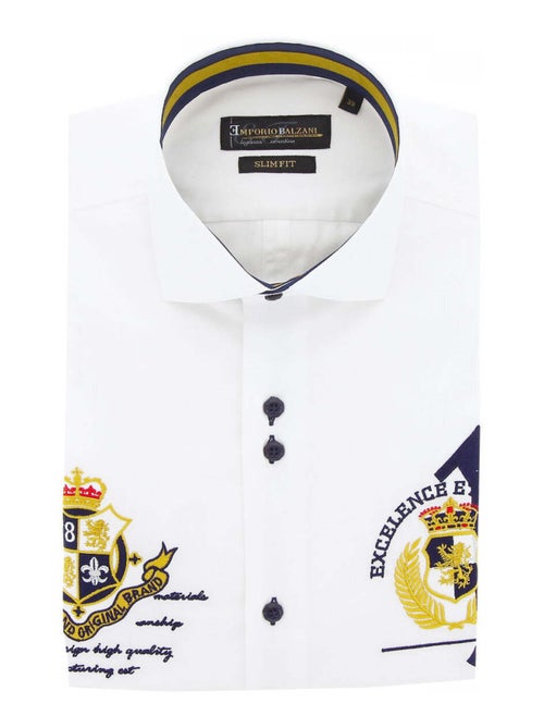 Chemise homme à broderies coupe cintrée UNO Emporio balzani Bleu , 40 - Kiabi