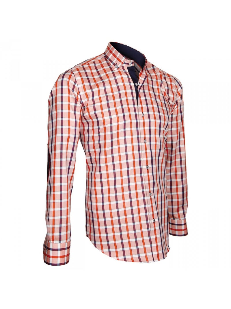 Chemise homme à coudières coupe cintrée AREZZO Emporio balzani Orange , 40 Orange - Kiabi