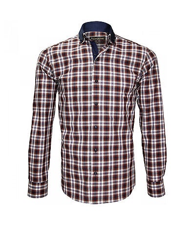 Chemise homme à coudières coupe cintrée COLLOSEO Emporio balzani Marron , 41