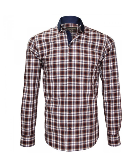 Chemise homme à coudières coupe cintrée COLLOSEO Emporio balzani Marron , 41 - Kiabi