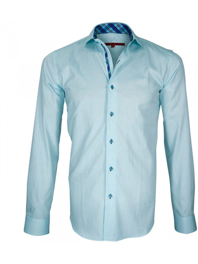 Chemise homme à courdières coupe cintrée ELBOW Andrew Mac Allister Bleu turquoise - Kiabi