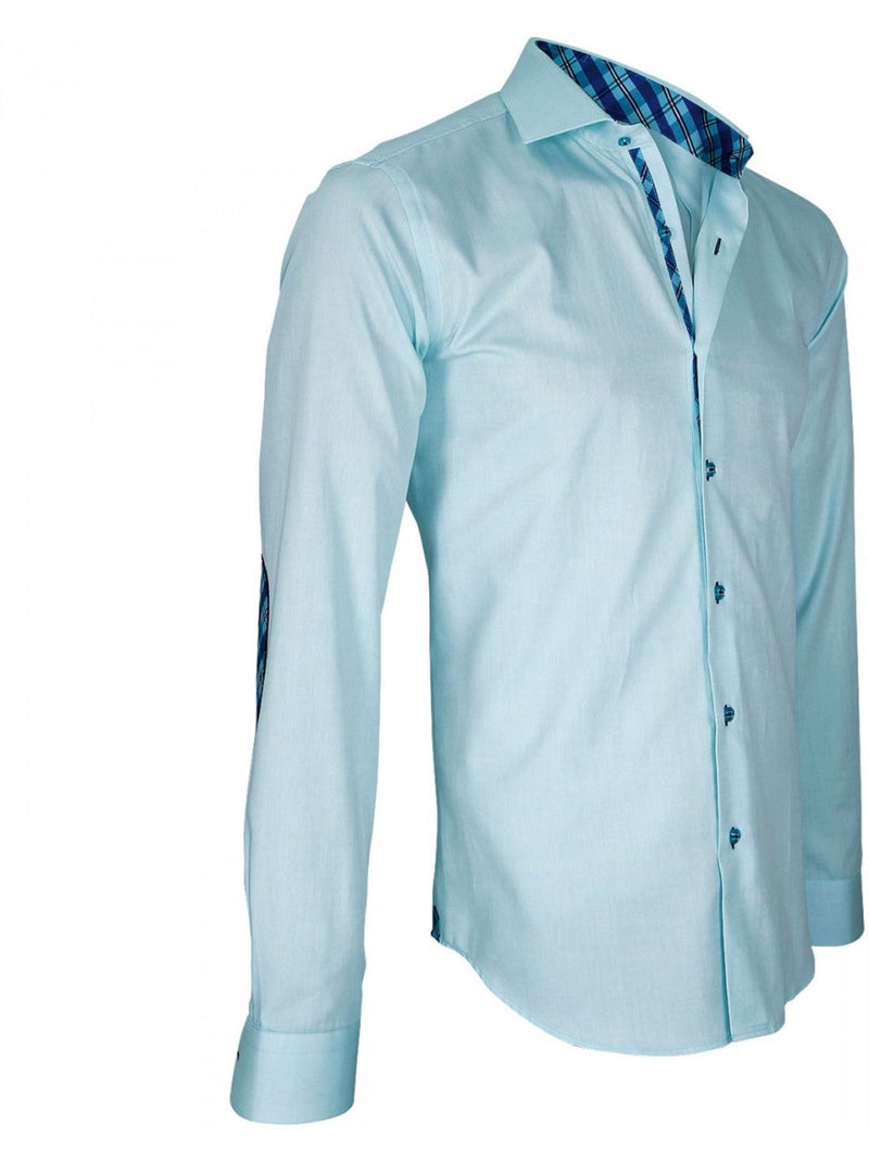Chemise homme à courdières coupe cintrée ELBOW Andrew Mac Allister Bleu turquoise - Kiabi