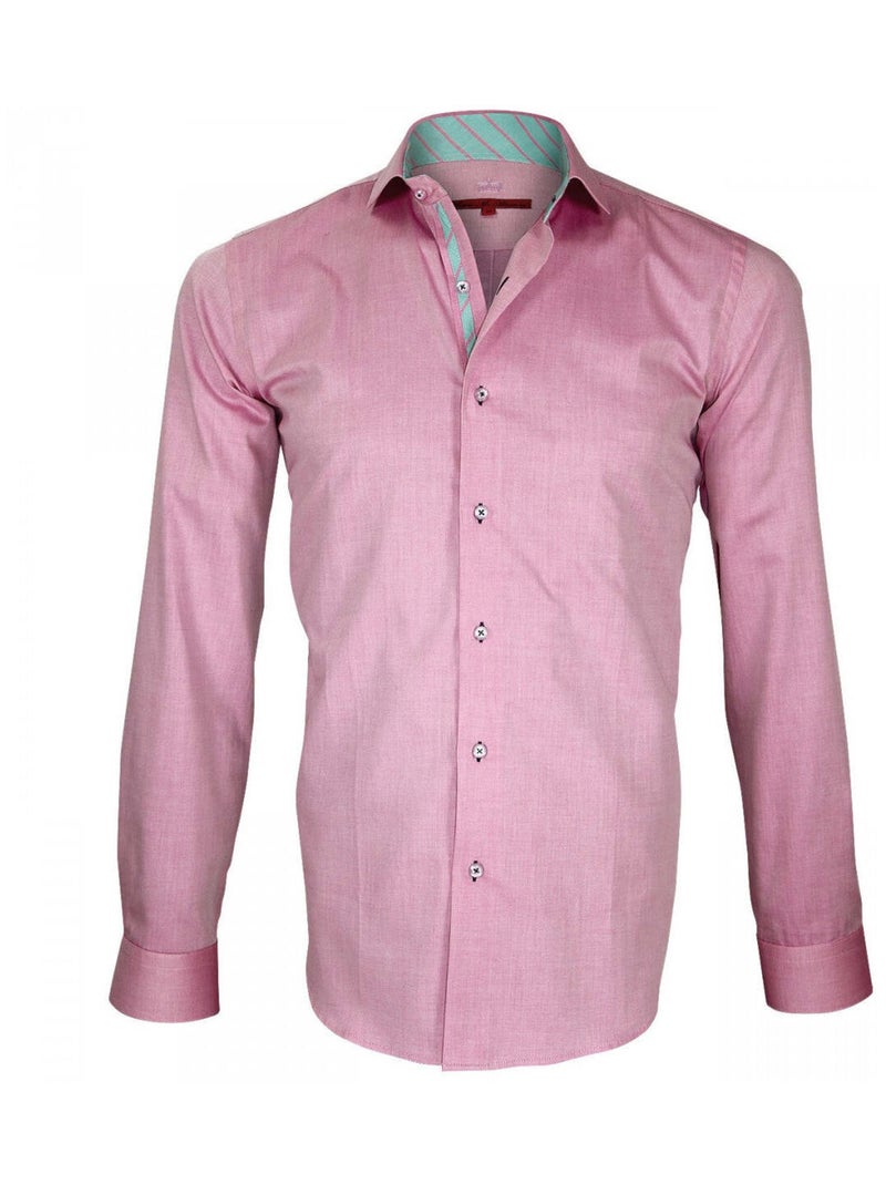 Chemise homme à courdières coupe cintrée ELBOW Andrew Mac Allister Rose , 42 Rose - Kiabi