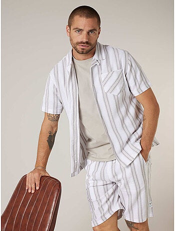 Chemise homme à manches courtes rayée en coton 'Deeluxe'