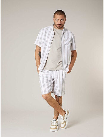 Chemise homme à manches courtes rayée en coton 'Deeluxe'