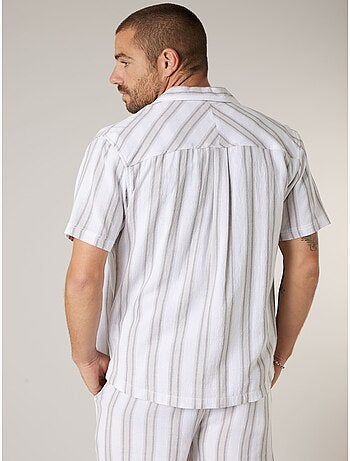 Chemise homme à manches courtes rayée en coton 'Deeluxe'
