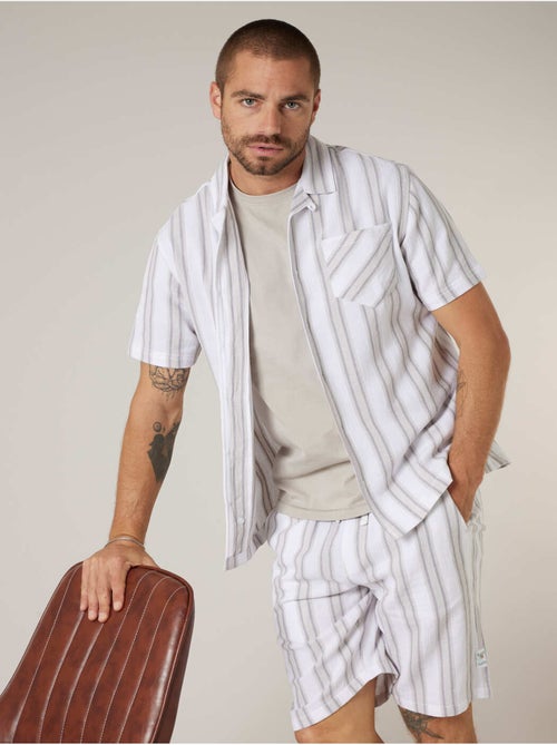 Chemise homme à manches courtes rayée en coton 'Deeluxe' - Kiabi