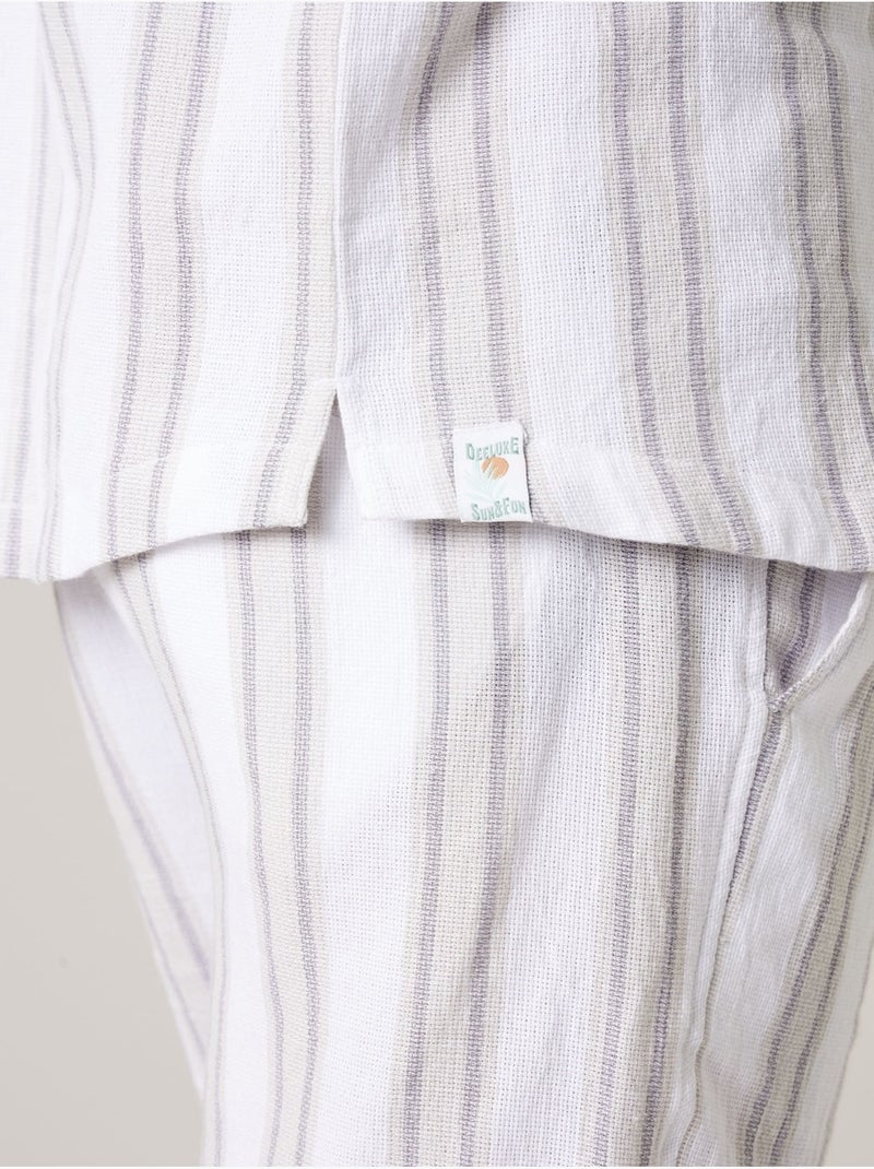 Chemise homme à manches courtes rayée en coton 'Deeluxe' Gris - Kiabi