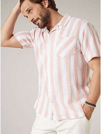 Chemise homme à manches courtes rayée en coton 'Deeluxe'