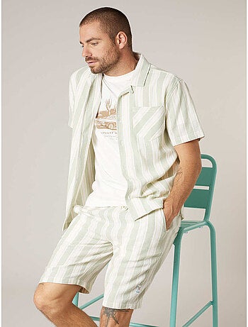 Chemise homme à manches courtes rayée en coton 'Deeluxe'