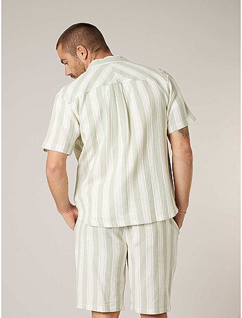 Chemise homme à manches courtes rayée en coton 'Deeluxe'