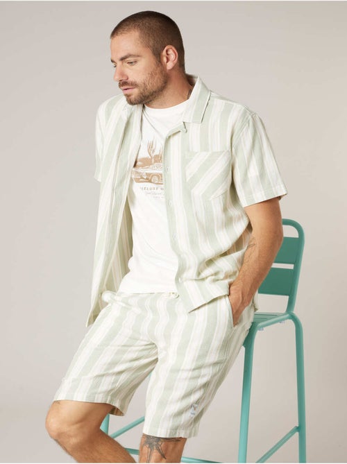 Chemise homme à manches courtes rayée en coton 'Deeluxe' - Kiabi