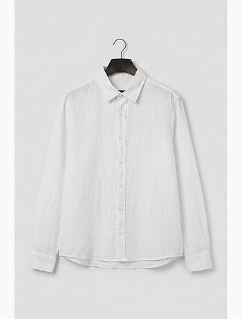 Chemise homme à manches longues en coton et lin mélangés giesto