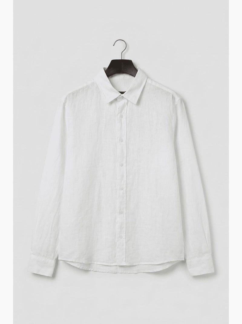 Chemise homme à manches longues en coton et lin mélangés giesto Blanc - Kiabi