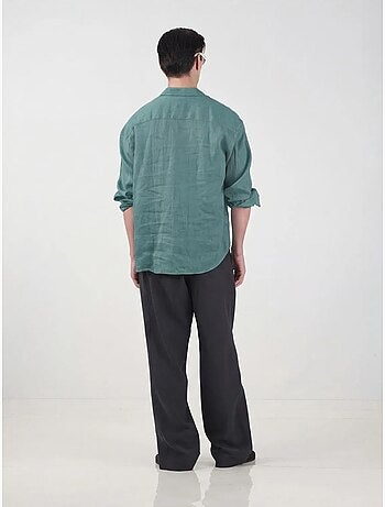 Chemise homme à manches longues en mélange de lin oversize giesto
