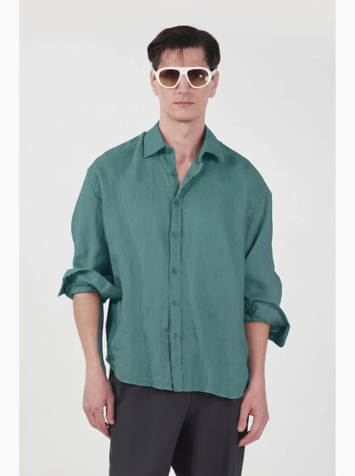 Chemise homme à manches longues en mélange de lin oversize giesto - Kiabi Chemise homme à manches longues en mélange de lin oversize giesto - Kiabi