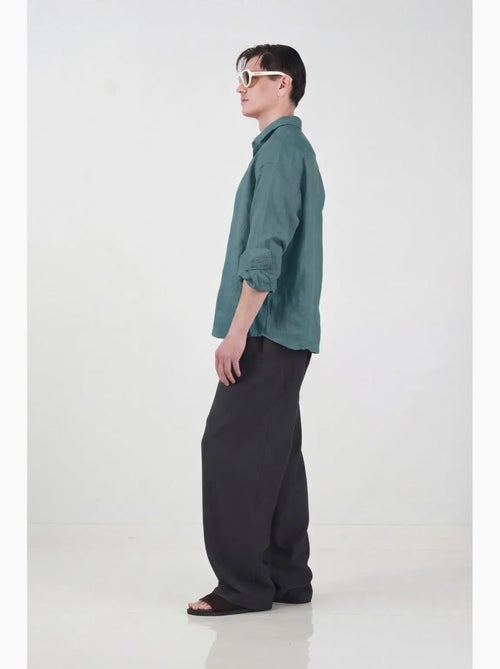 Chemise homme à manches longues en mélange de lin oversize giesto - Kiabi Chemise homme à manches longues en mélange de lin oversize giesto - Kiabi