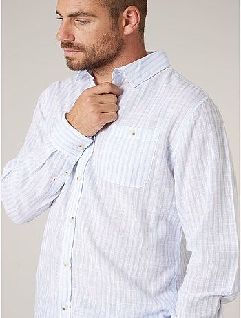 Chemise homme à rayures en lin et coton 'Deeluxe'