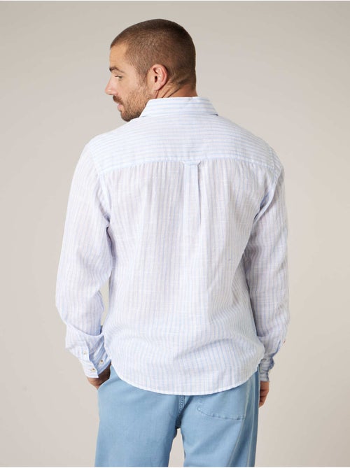 Chemise homme à rayures en lin et coton 'Deeluxe' - Kiabi