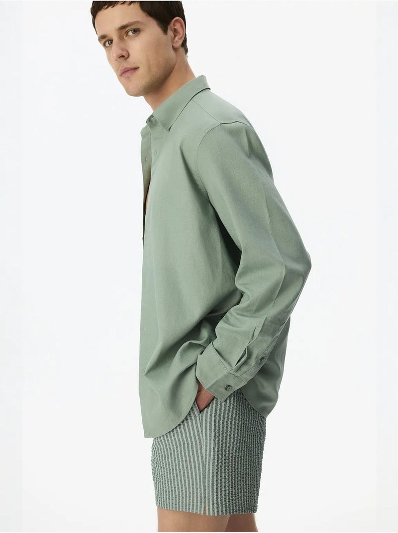 Chemise homme air en mélange de lin penti Vert menthe - Kiabi