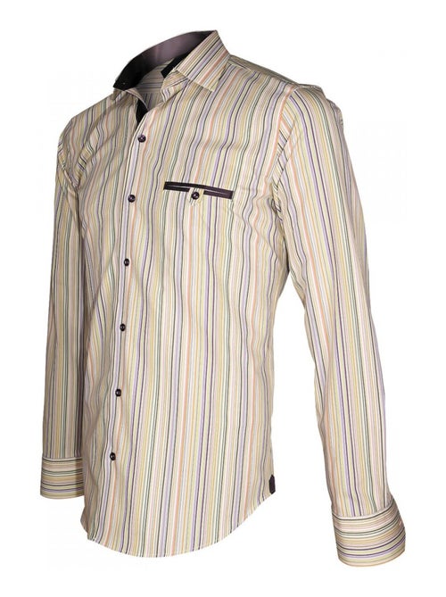 Chemise homme bayadère coupe cintrée ASTRO Emporio balzani Vert , 41 - Kiabi