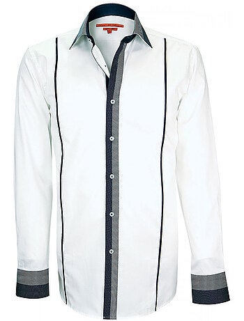 Chemise homme bi-matiere coupe cintrée YORK Andrew Mac Allister Blanc , 43
