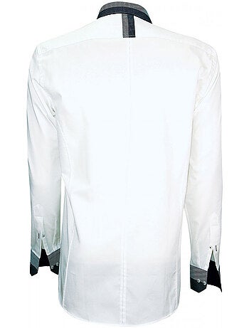 Chemise homme bi-matiere coupe cintrée YORK Andrew Mac Allister Blanc , 43