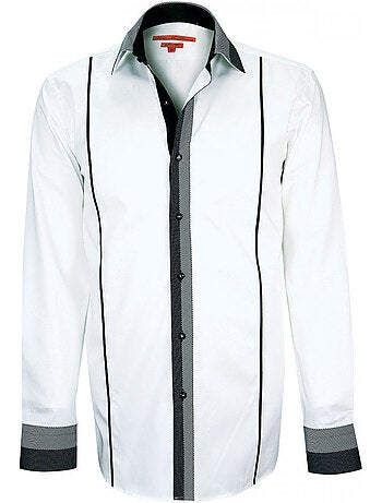 Chemise homme bi-matiere coupe cintrée YORK Andrew Mac Allister Blanc , 43