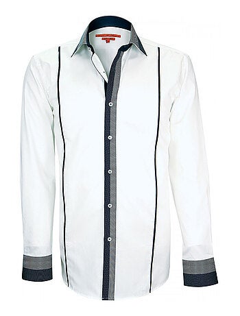 Chemise homme bi-matiere coupe cintrée YORK Andrew Mac Allister Blanc , 43
