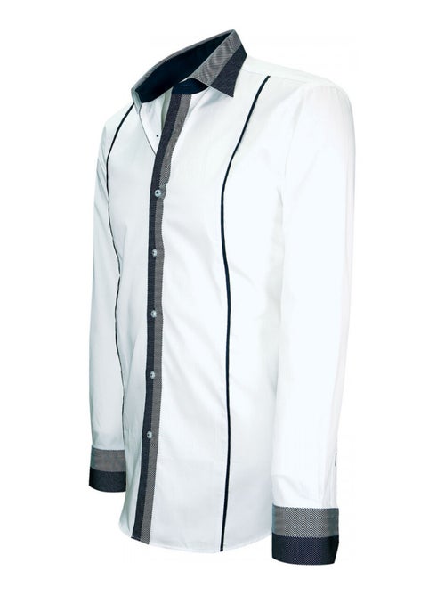 Chemise homme bi-matiere coupe cintrée YORK Andrew Mac Allister Blanc , Bleu , 38 - Kiabi