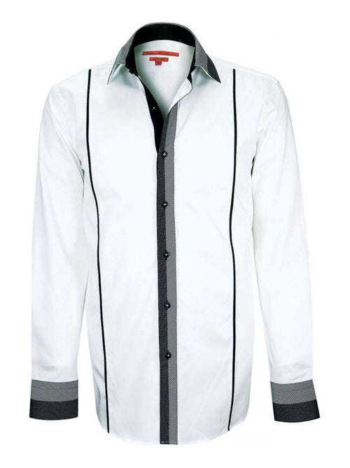 Chemise homme bi-matiere coupe cintrée YORK Andrew Mac Allister Blanc , Bleu , 38 - Kiabi
